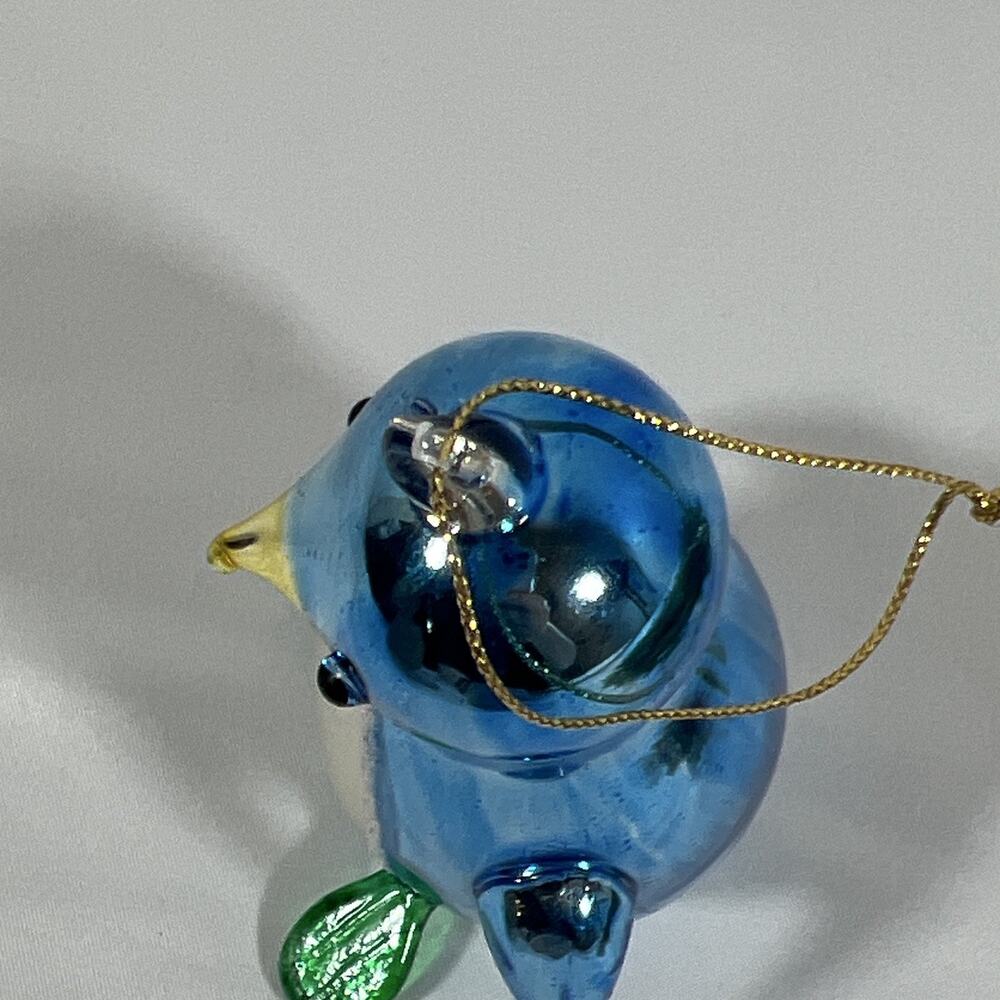 Vintage Hand Blown Art Glass Penguin Figurine Ornament Blue Green Glossy 4.5” - Picture 6 of 9